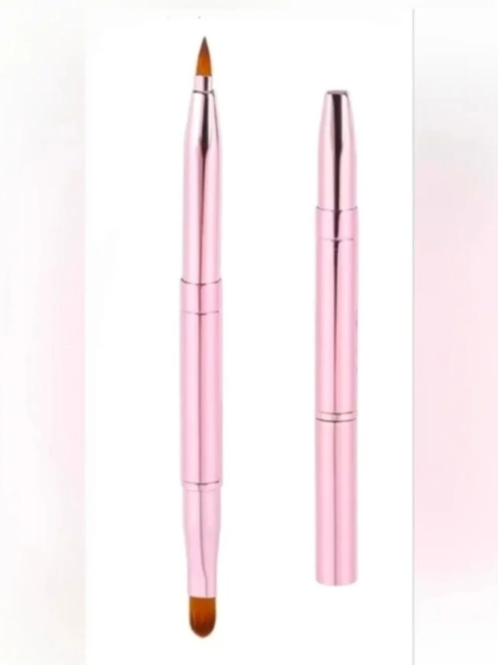 Pink Retractable Dual Sided Lip Brush- Pointed & Rounded Tips BNIB